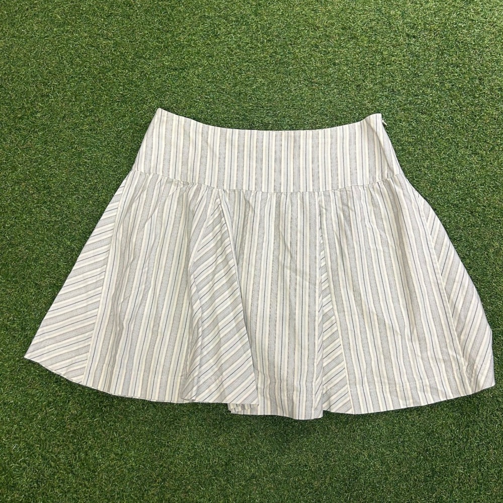 Calvin Klein Blue White Striped Pleated Drop Waist Mini Skirt Size 6